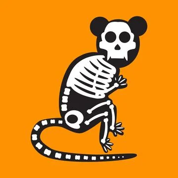 Skeleton monkey or lemur icon with Halloween spooky primate Illustration