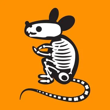 Skeleton mouse icon with Halloween spooky animal for horror decoration Stockillustratie