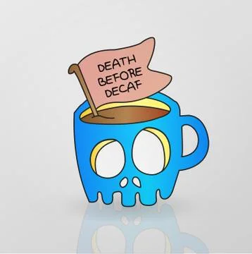 Skeleton mug decaf coffee drink Stock Illustration