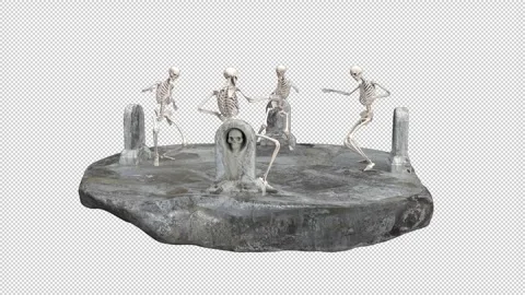 Skeleton party dance - 3d render looped with alpha channel. Stock Footage 246778270