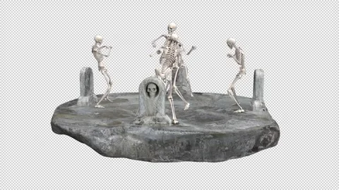 Skeleton party dance - 3d render looped with alpha channel. Video stock 246778441