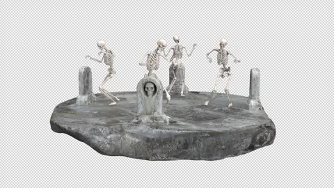 Skeleton party dance - 3d render looped with alpha channel. Stock Footage 246778672