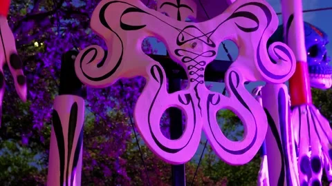 Skeleton pelvis bone dancing at dia de Los Muertos Stock Footage 141898301