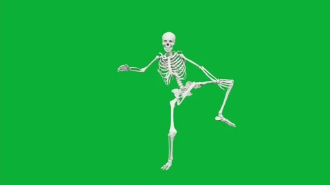 Skeleton performing fun dance moves in cartoon animation on green screen Stock Footage 313578473