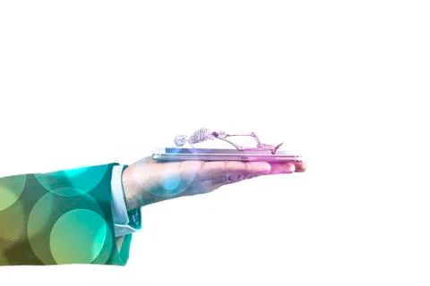 Skeleton On Phone Stock Photos