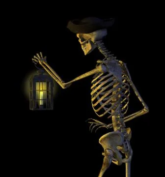 Skeleton Pirate with Lantern Stock Illustration
