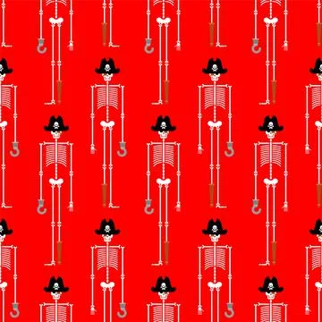 Skeleton pirate pattern seamless. Filibuster dead background. vector texture Stock Illustration