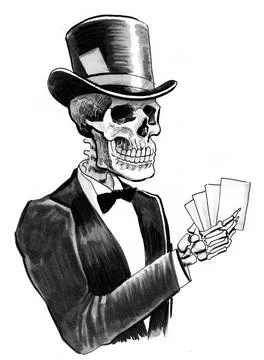 Skeleton with playing cards Stock Illustration