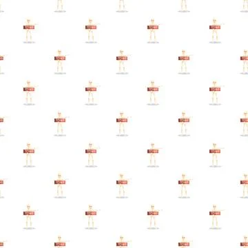 Skeleton pointing direction with this way sign pattern Stock Illustration