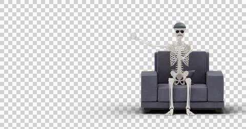 Skeleton Pointing Finger On Side 스톡 일러스트