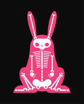 Skeleton Rabbit cartoon isolated. Skull hare Vector illustration Stock Illustration