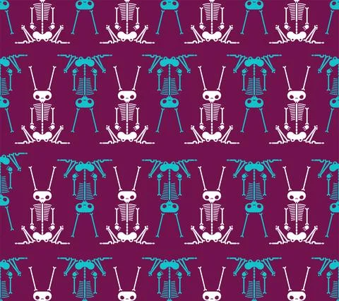 Skeleton Rabbit cartoon pattern seamless. Skull hare background Illustrazione stock