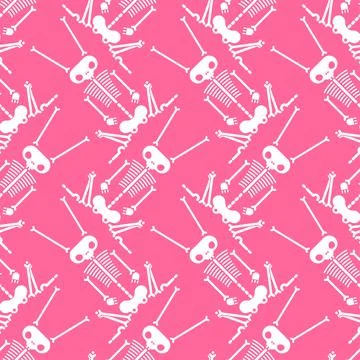 Skeleton Rabbit cartoon pattern seamless. Skull hare background Stock Illustration