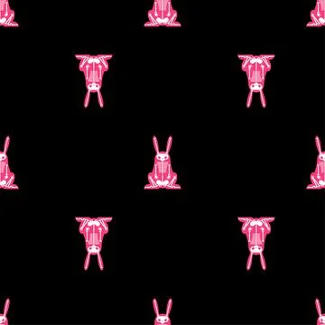Skeleton Rabbit cartoon pattern seamless. Skull hare background Stock Illustration