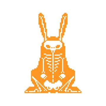 Skeleton Rabbit pixel art. 8 bit Skull hare. pixelated Vector illustration Illustrazione stock