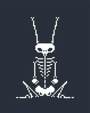 Skeleton Rabbit pixel art. 8 bit Skull hare. pixelated Vector illustration Stock Illustration