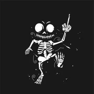 Skeleton raising fingure vector illustration. Stock Illustration