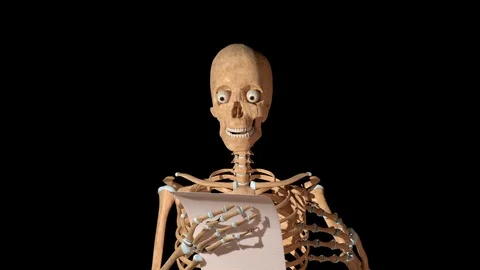 Skeleton Reading a Paper Sheet Video stock 125606053
