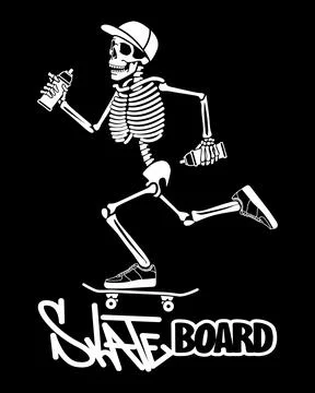Skeleton rides a skateboard. Иллюстрация