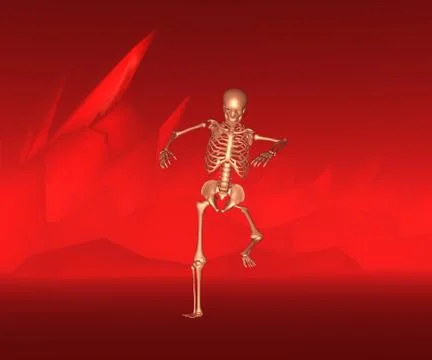 Skeleton running from Hell Stock Illustration