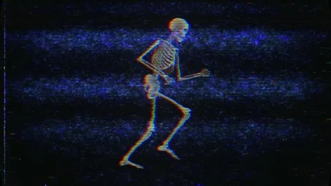 Skeleton Running Old VHS Footage Stock Footage 265083296