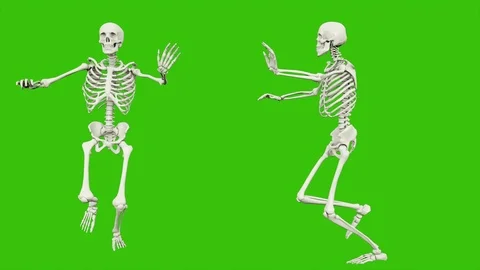 The skeleton runs. Seamless loop animation on green screen. Video stock 97415793