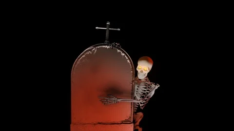 Skeleton Showing Something on the Grave 스톡 동영상 121950891