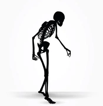 Skeleton silhouette in old walk pose Stock Illustration