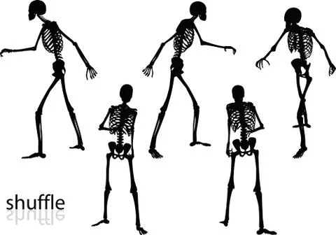 Skeleton silhouette in shuffle pose Illustrazione stock