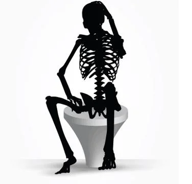 Skeleton silhouette in thinking pose Stock Illustration