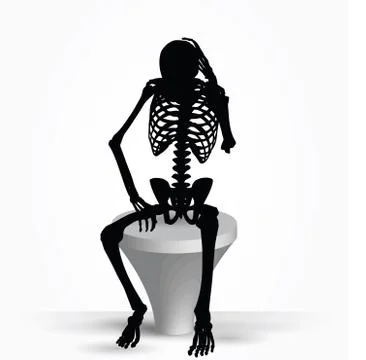 Skeleton silhouette in thinking pose Stock Illustration