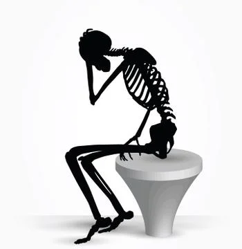 Skeleton silhouette in thinking pose Stock Illustration