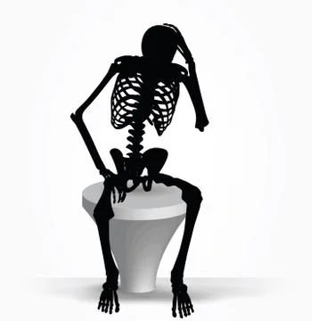 Skeleton silhouette in thinking pose Stock Illustration