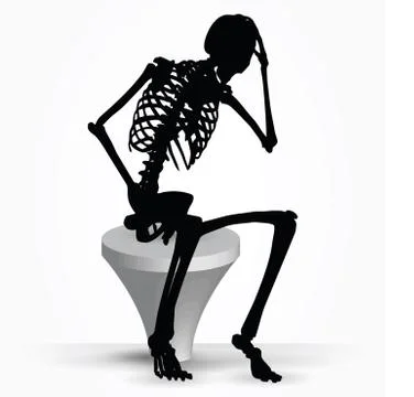 Skeleton silhouette in thinking pose Stock Illustration