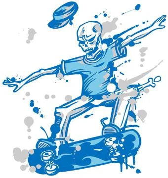Skeleton skater on white background skeleton skater isolated on white back... Stock Photos