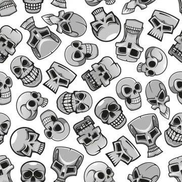 Skeleton skulls seamless pattern background Stock Illustration