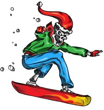 Skeleton snow boarder Stock Illustration