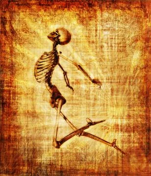 Skeleton Soaring Parchment Illustrazione stock