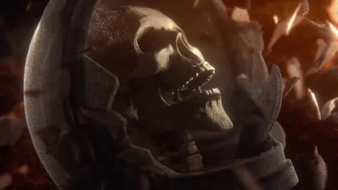 Skeleton in the spacesuit will crumble to dust Stock Footage 292230144