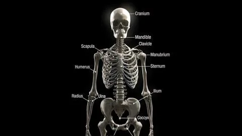 A skeleton is a structural frame that supports an animal body. Stock Illustration