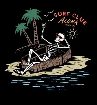 Skeleton surfer Stock Illustration