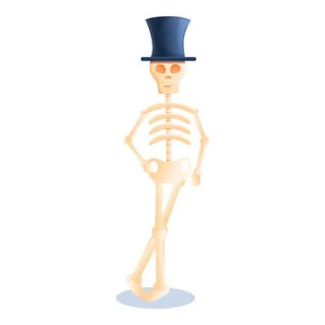 Skeleton top hat icon, cartoon style Stock Illustration
