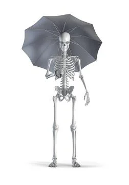 Skeleton with umbrella Illustrazione stock