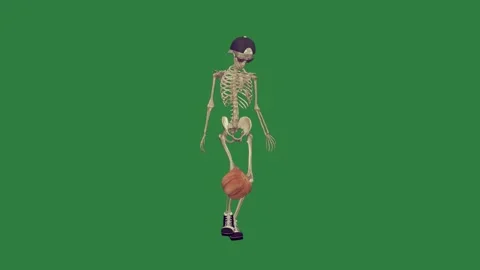 Skeleton Walking On Green Screen Chroma Key Background Stock Footage 338017134