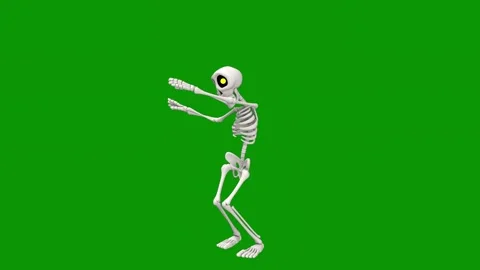 Skeleton walking green screen running dancing animated chromakey motion Stock Footage 314068278