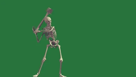 A skeleton walking isolated on green screen background Stock Footage 336954933