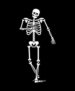 Skeleton walking or marching in motion. Represents anatomy, death, health, .. Stock Illustration