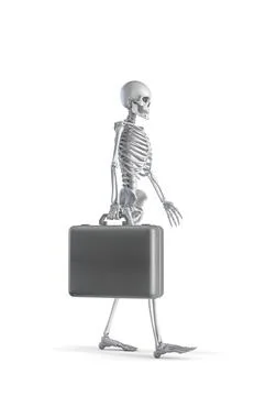 Skeleton walking with suitcase Stock Illustration