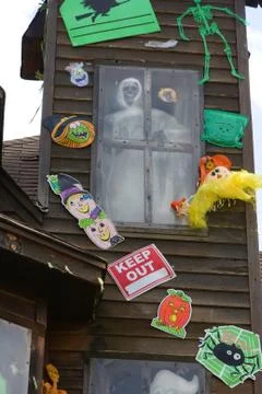 A skeleton in the window Stock Photos
