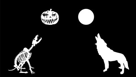 Skeleton wolf howls at the full moon vector silhouette Ilustração Stock
